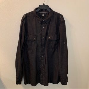 ROCK & REPUBLIC Men’s Easy Care Fabric BLACK Long Sleeve Shirt SIZE XXL